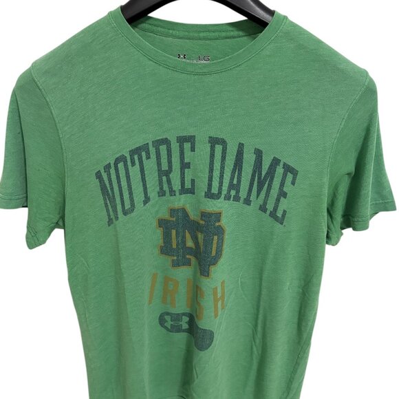 Notre Dame Fighting Irish Shirt Mens Size Large Under Armour Green - Picture 1 of 6
